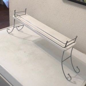 Vintage 12” white shelf with 23” stand. It is 8” tall. Wrong size for me.